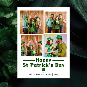 Happy St. patrick's dag Shamrocks familiefoto Feestdagenkaart
