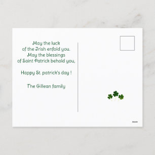 Happy St. patrick's dag Shamrocks kind foto Feestdagenkaart