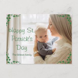 Happy St. patrick's dag Shamrocks mam & baby foto Feestdagenkaart