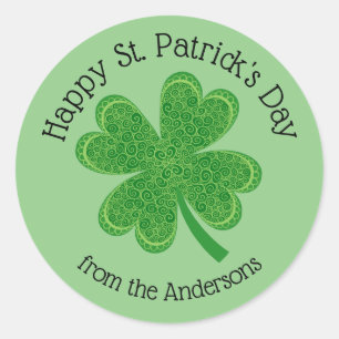 Happy St Patrick's Day 4 Bladklaver Ronde Sticker