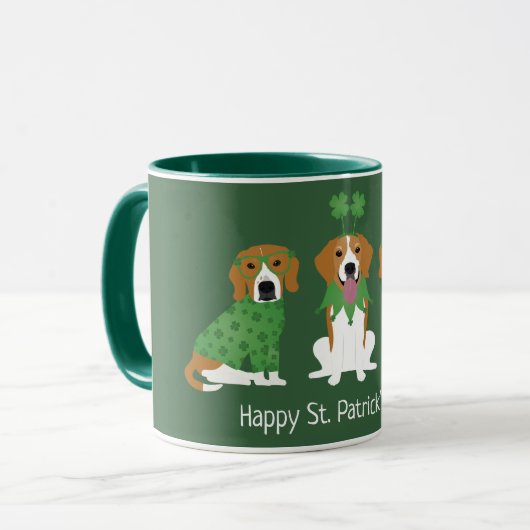 Happy St Patricks Day Beagle Dogs Mok (Voorkant links)