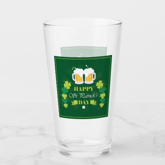 Happy St. Patricks Day Beer and Clovers Glas (Voorkant)