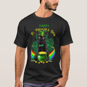 Happy St Patricks Day Black Cat Leprechaun Pet Sha T-shirt