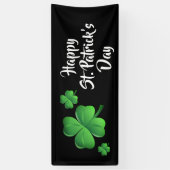 Happy St Patricks Day Black Green Shamrock Party Spandoek (Verticaal)