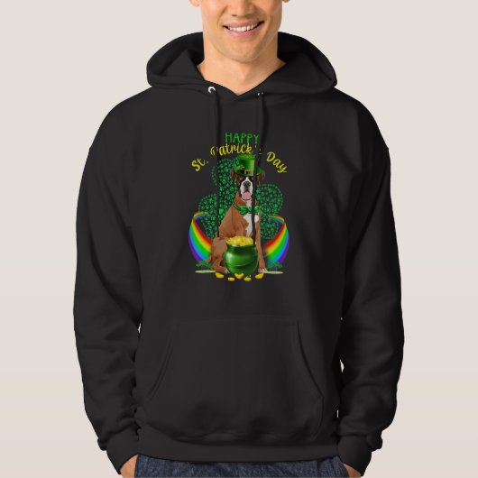 Happy St Patricks Day Boxer Dog Leprechaun Pet Sha Hoodie (Voorkant)