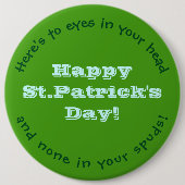 Happy St.Patrick's Day Button / HUMOROUS / AANPASB (Voorkant)