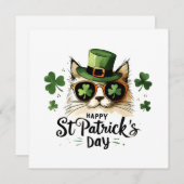 Happy St. Patrick's Day Cat Feestdagenkaart (Voorkant / Achterkant)