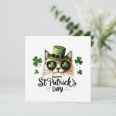 Happy St. Patrick's Day Cat Feestdagenkaart (Staand voorkant)