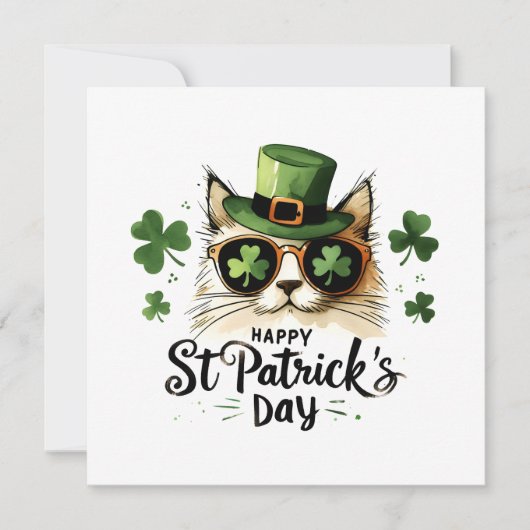 Happy St. Patrick's Day Cat Feestdagenkaart (Voorkant)