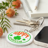 Happy St. Patrick's Day Circle Design-63501 Sleutelhanger (Voorkant Rechts)