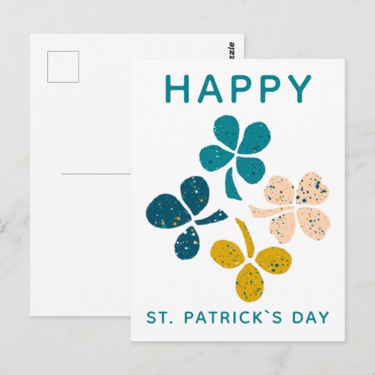 Happy St. Patrick's day Clover Shamrock Drawing Briefkaart (Voorkant / Achterkant)