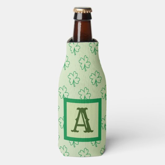 Happy St Patrick's day clover shamrock monogram Ca Flesjeskoeler (Fles Voorkant)