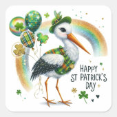 Happy St. Patrick's Day Crane Vierkante Sticker (Voorkant)