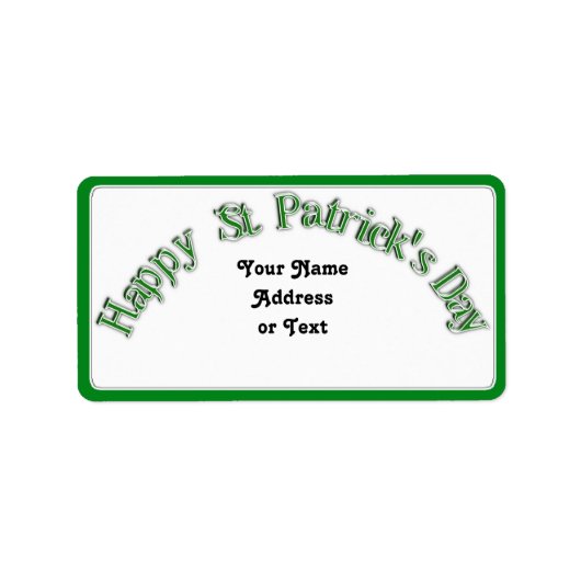 Happy St. Patricks Day Curved Text Afbeelding Etiket (Voorkant)