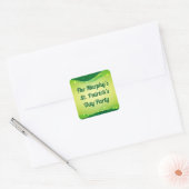 Happy St. Patrick's Day Cute Green Sparkle Custom Vierkante Sticker (Envelop)