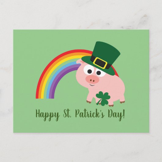Happy St. Patrick's Day Cute Leprechaun Pig Briefkaart (Voorkant)