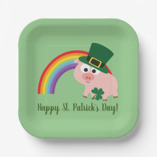 Happy St. Patrick's Day Cute Leprechaun Pig Papieren Bordje