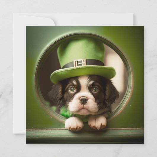 Happy St. Patrick's Day Cute Puppy Kaart (Voorkant)