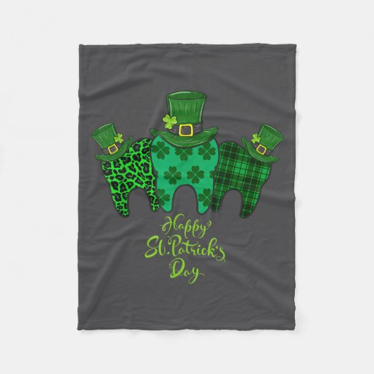 Happy St Patrick's Day Dental Istant Tooth Patrick Fleece Deken (Voorkant)