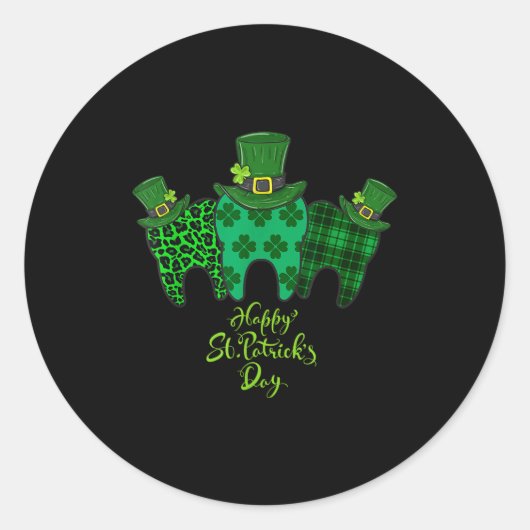 Happy St Patrick's Day Dental Istant Tooth Patrick Ronde Sticker (Voorkant)