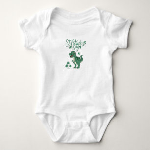 Happy St. Patrick's Day Dino Baby Outfit Romper