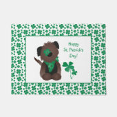 Happy St Patricks Day Dog Vier Leaf Clover Green Deurmat (Voorkant)
