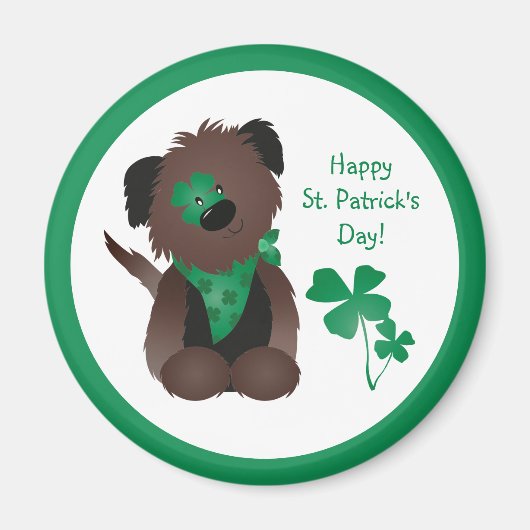Happy St Patricks Day Dog Vier Leaf Clover Green Magneet (Voorkant)
