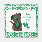 Happy St Patricks Day Dog Vier Leaf Clover Green Magneet (Voorkant)