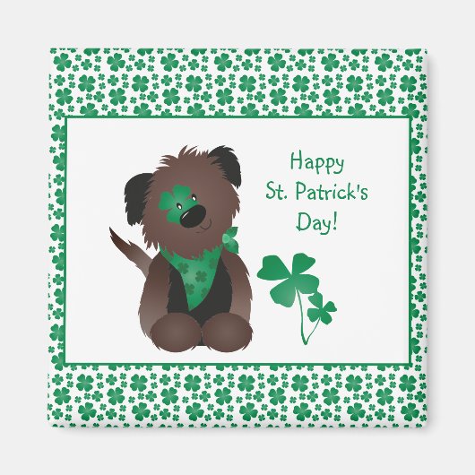 Happy St Patricks Day Dog Vier Leaf Clover Green Magneet (Voorkant)