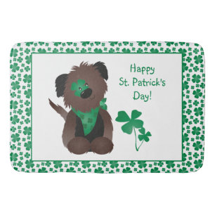 Happy St Patricks Day Dog Vier Leaf Clover Green P Badmat