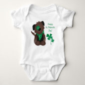Happy St Patricks Day Dog Vier Leaf Clover Green Romper (Voorkant)