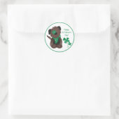 Happy St Patricks Day Dog Vier Leaf Clover Green Ronde Sticker (Tas)