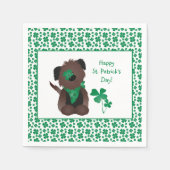 Happy St Patricks Day Dog Vier Leaf Clover Green Servet (Voorkant)