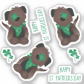 Happy St Patricks Day Dog Vier Leaf Clover Green Sticker (Voorkant)