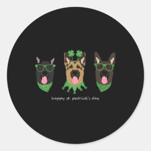 Happy St Patricks Day Duitse herdershonden Schatti Ronde Sticker
