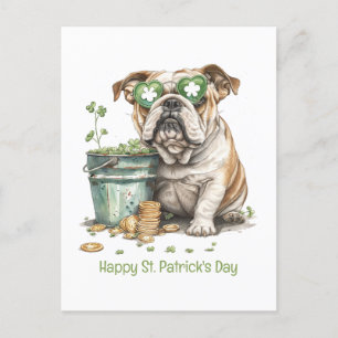 Happy St. Patrick's Day Engelse Bulldog Feestdagenkaart