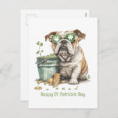 Happy St. Patrick's Day Engelse Bulldog Feestdagenkaart (Voorkant / Achterkant)