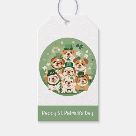 Happy St. Patrick's Day Engelse Bulldogs Cadeaulabel (Voorkant)