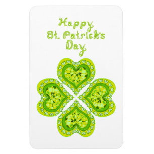 Happy St Patricks Day Fabric font 4 Heart Diamonds Magneet
