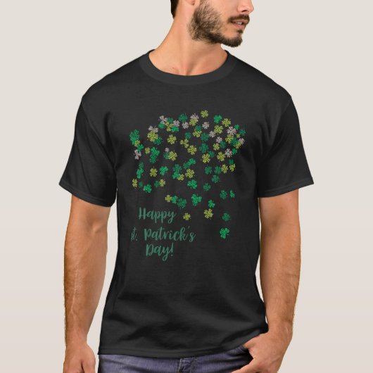 Happy St Patricks Day Falling Shamrocks Three Leaf T-shirt (Voorkant)