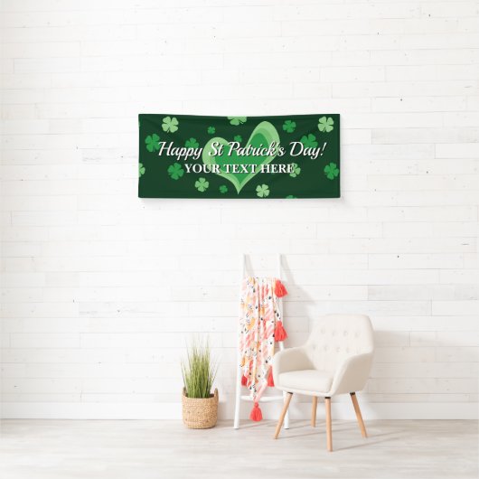 Happy St. Patrick's Day feestbanner met klavers Spandoek (Insitu)