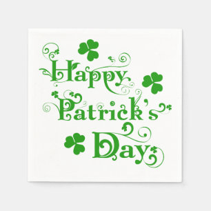 Happy St. Patrick's Day Floral Text Design 2b Servetten