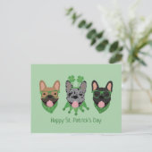 Happy St Patricks Day Franse bulldogs Briefkaart (Staand voorkant)