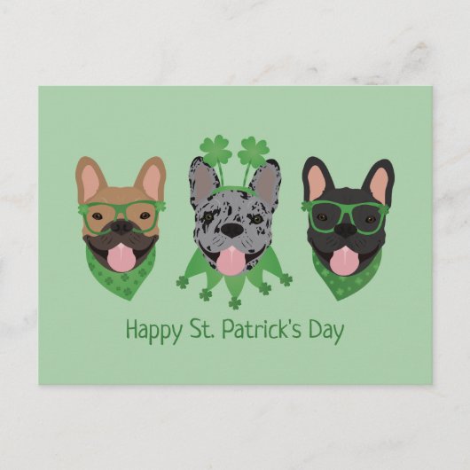 Happy St Patricks Day Franse bulldogs Briefkaart (Voorkant)