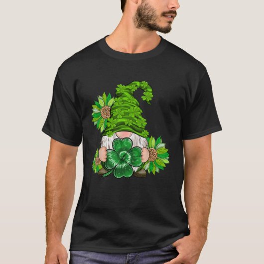 Happy St Patrick's Day Gnome with Leopard Sunflowe T-shirt (Voorkant)