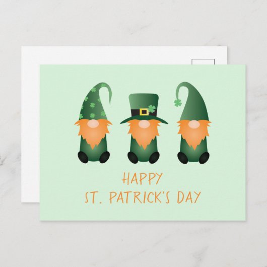 Happy St Patricks Day Gnomes Green Sinaasappel Bri Briefkaart (Voorkant / Achterkant)