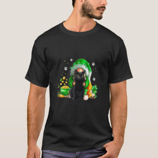 Happy St Patrick's Day Gnomes Hug Cat Lucky Clover T-shirt