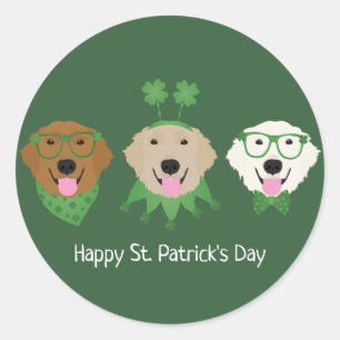 Happy St Patricks Day Golden Retriever Honden Ronde Sticker