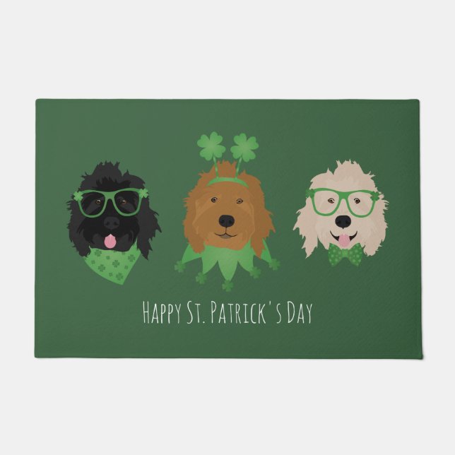 Happy St Patricks Day Goldendoodle Honden Deurmat (Voorkant)
