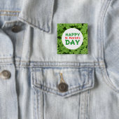 Happy St.Patrick's Day green clover pinback button (In situ)
